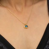 Dainty Gold Necklace with London Blue Topaz Oval Pendant - Vintage Handmade Jewelry, Luxury Handmade Charm Necklace, Dainty Jewelry