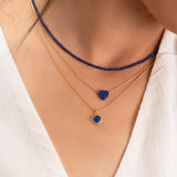 Blue Layered Necklace ,Triple strand Necklace ,September Birth Stone Necklace ,Lapis Lazuli Necklace ,Stacked Necklaces