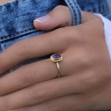 טבעת אבן חן אמטיסט בציפוי זהב