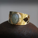 Aquamarine Statement Ring, Thick Gold Ring for Women 14k Gold Rings.