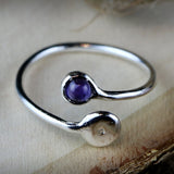 Charming Open Silver Amethyst Ring