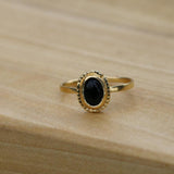 Cute Dainty Gold Rings with Black Onyx