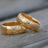 Detailed Gold Textured Ring Jewelry Rings