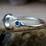 Moon Ring with Topaz Gemstone