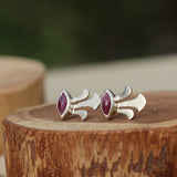 Sterling Silver Earrings With Ruby Gemstone