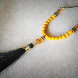 Yellow Beaded Tassel Long Necklace Necklaces